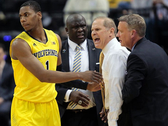 Glenn Robinson III (1), Bacari Alexander, John Beilein, and Jeff Meyer