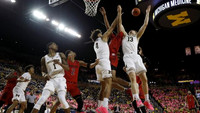 Eli Brooks (55), Charles Matthews (1), Isaiah Livers (4), and Ignas Brazdeikis (13)