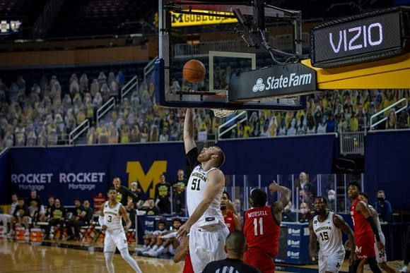 Zeb Jackson (3), Austin Davis (51), and Chaundee Brown Jr. (15)