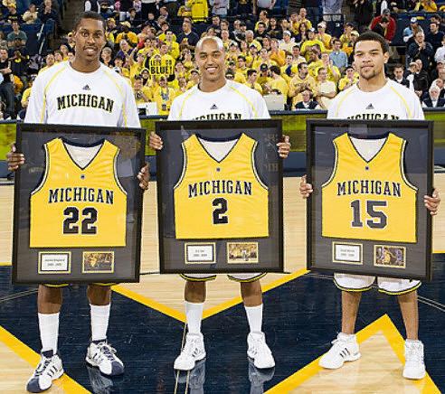 Jevohn Shepherd (22), C.J. Lee (2), and  David Merritt (15) - Last Game at Crisler Arena Senior Honorees