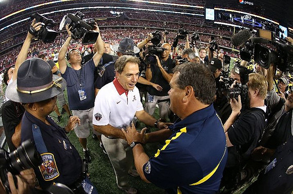 Nick Saban and Brady Hoke