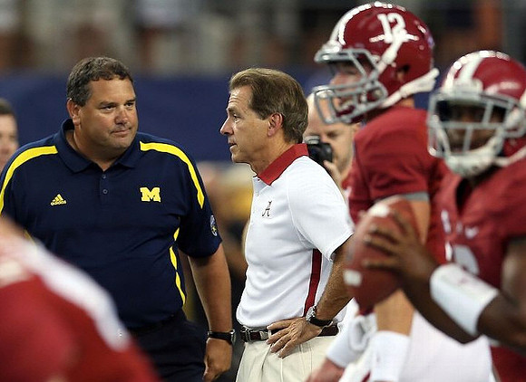 Brady Hoke and Nick Saban