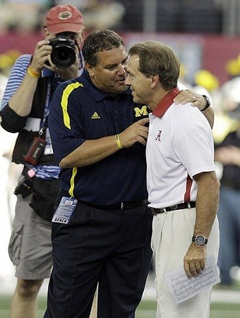 Brady Hoke and Nick Saban