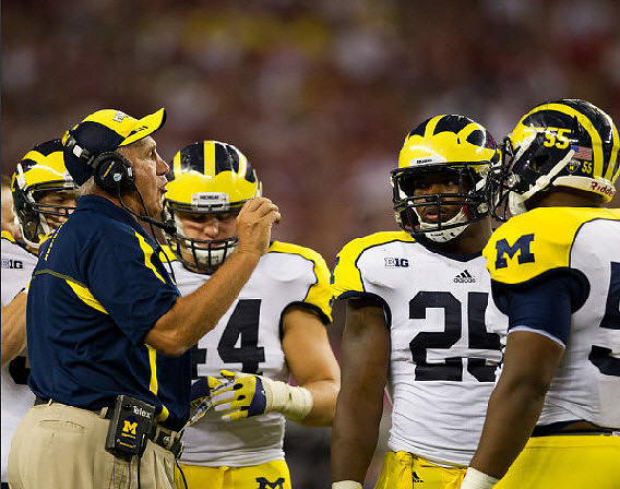 Greg Mattison, Desmond Morgan (44), Kenny Demens (25), and Jibreel Black (55)