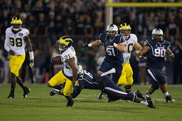 Devin Gardner (98), Jeremy Gallon (21), and Jack Miller (60)