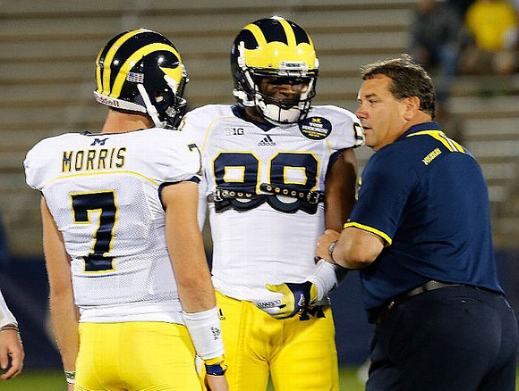 Shane Morris (7), Devin Gardner (98), and Brady Hoke