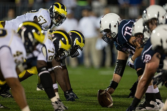 Chris Wormley (43), Quinton Washington (76), and Frank Clark (57)
