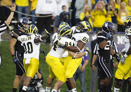 Jeremy Gallon (10), Steve Watson (84), Kevin Koger (86), and Patrick Omameh (65)