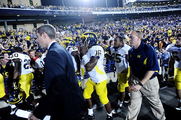Michael Shaw (20), Thomas Gordon (30), Junior Hemingway (21), Denard Robinson (16), Kenny Demens (25), and Mike Martin (68)