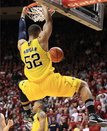 Jordan Morgan (52) and Trey Burke (3)