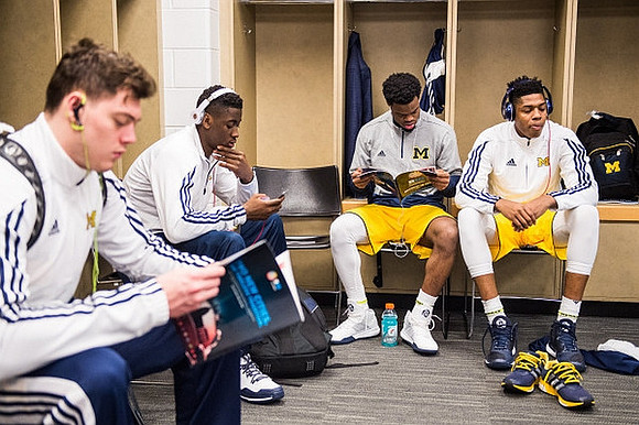 Ricky Doyle (32), Caris LeVert (23), Derrick Walton Jr. (10), and Kameron Chatman (3)