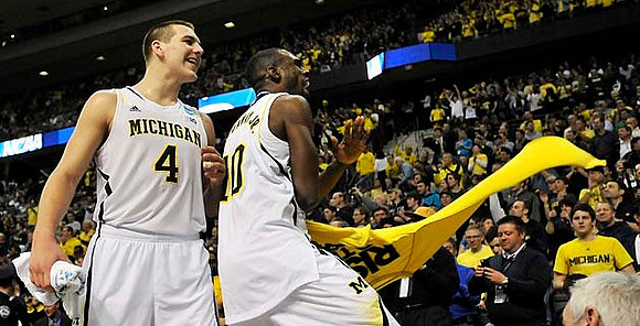 Mitch McGary (4) and Tim Hardaway Jr. (10)