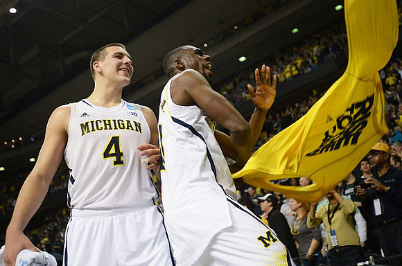 Mitch McGary (4) and Tim Hardaway Jr. (10)