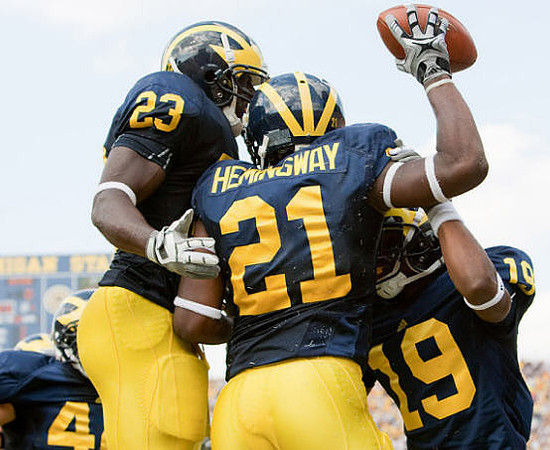 Carlos Brown (23), Junior Hemingway (21), and Kelvin Grady (19)