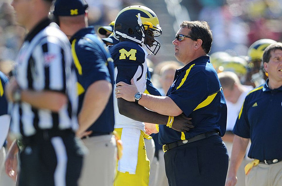 Devin Gardner (12) and Brady Hoke