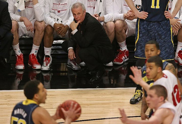 Wisconsin Head Coach Bo Ryan, Jordan Morgan (52), and Trey Burke (3)
