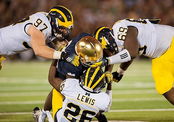 Brennen Beyer (97), Jourdan Lewis (26), and Willie Henry (69)