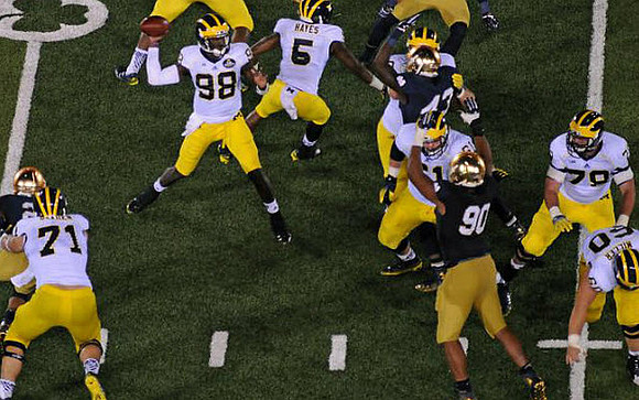 Ben Braden (71), Devin Gardner (98), Justice Hayes (5), Graham Glasgow (61), Erik Magnuson (78), and Jack Miller (60)