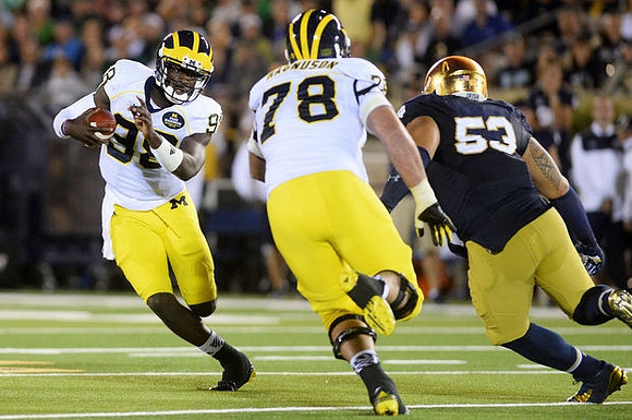 Devin Gardner (98) and Erik Magnuson (78)