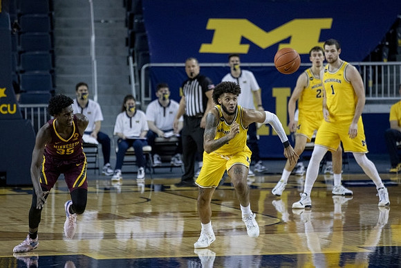 Isaiah Livers (2), Franz Wagner (21), and Hunter Dickinson (1)