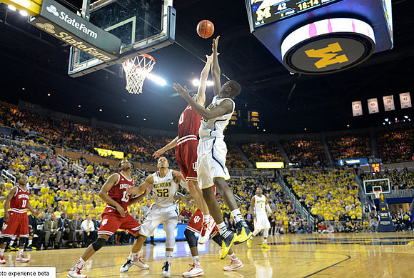 Jordan Morgan (52), Caris LeVert (23), and Glenn Robinson III (1)