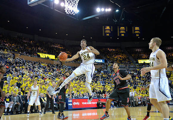 Spike Albrecht (2), Aubrey Dawkins (24), and Max Bielfeldt (44)
