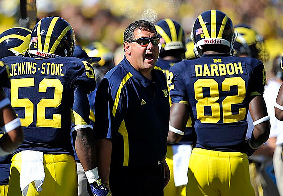 Royce Jenkins-Stone (52), Brady Hoke, and Amara Darboh (82)