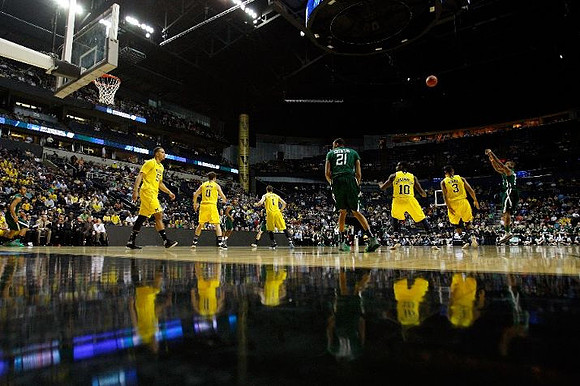 Jordan Morgan (52), Zack Novak (0), Stu Douglass (1), Tim Hardaway Jr. (10), and Trey Burke (3)