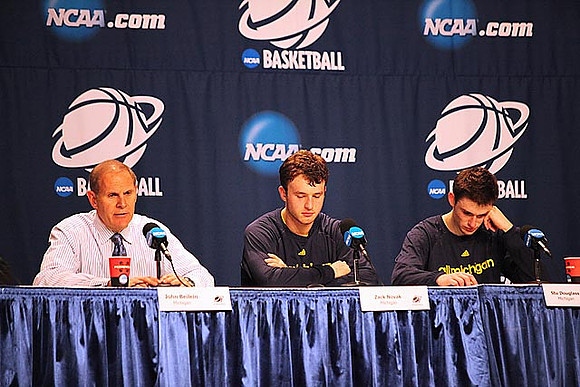 John Beilein, Zack Novak (0), and Stu Douglass (1)