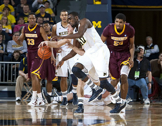 Jordan Morgan (52) and Tim Hardaway Jr. (10)