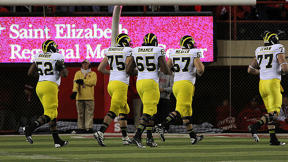 Ricky Barnum (52), Michael Schofield (75), Patrick Omameh (65), Elliott Mealer (57), and Taylor Lewan (77)