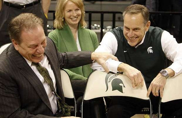 Michigan State Head Basketball Coach Tom Izzo and Michigan State Head Football Coach Mark Dantonio