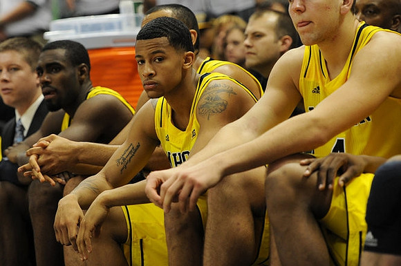 Tim Hardaway Jr. (10), Jon Horford (15), Trey Burke (3), and Mitch McGary (4)