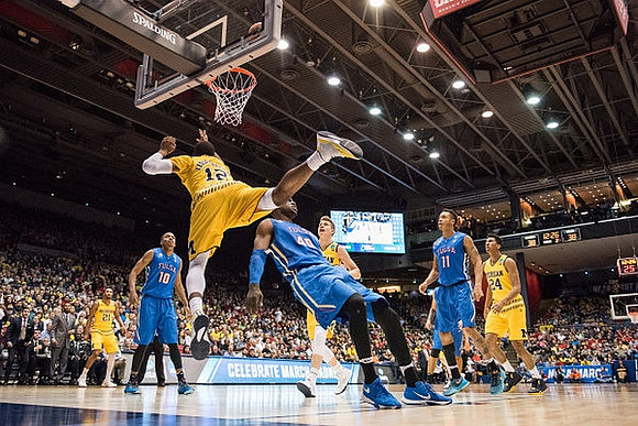 Zak Irvin (21), Muhammad-Ali Abdur-Rahkman (12), Moritz Wagner (13), and Aubrey Dawkins (24)