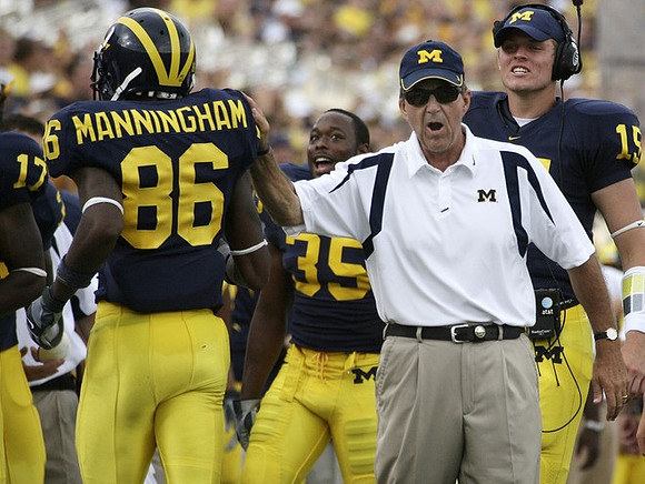 Mario Manningham, Lloyd Carr, Doug Dutch Jr., and Ryan Mallett