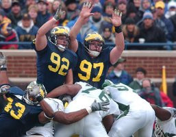 Larry Stevens (13), Dan Rumishek (92), and Shawn Lazarus (97)