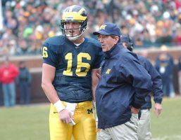 John Navarre (16) and Lloyd Carr