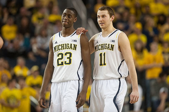 Caris LeVert (23) and Nik Stauskas (11)
