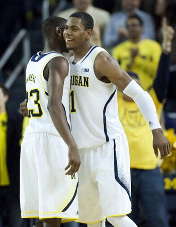 Caris LeVert (23) and Glenn Robinson III (1)