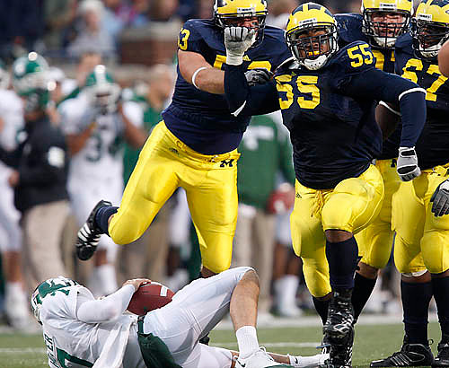 Ryan Van Bergen (53), Brandon Graham (55), Will Johnson (97), and Terrance Taylor (67)