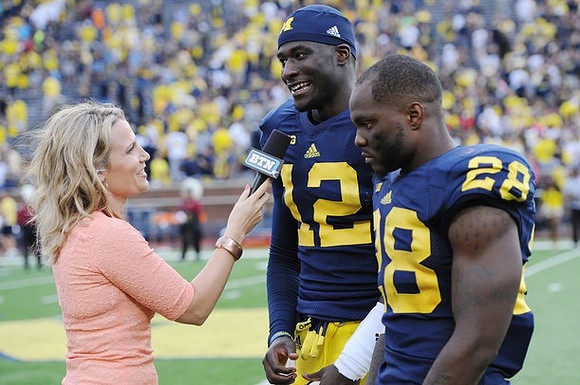 Devin Gardner (12) and Fitzgerald Toussaint (28)