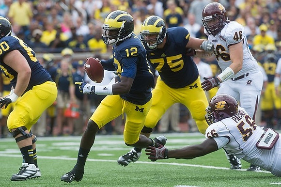 Jack Miller (60), Devin Gardner (12), and Michael Schofield (75)