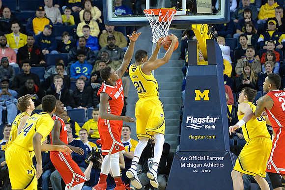 Spike Albrecht (2), Aubrey Dawkins (24), Zak Irvin (21), and Ricky Doyle (32)