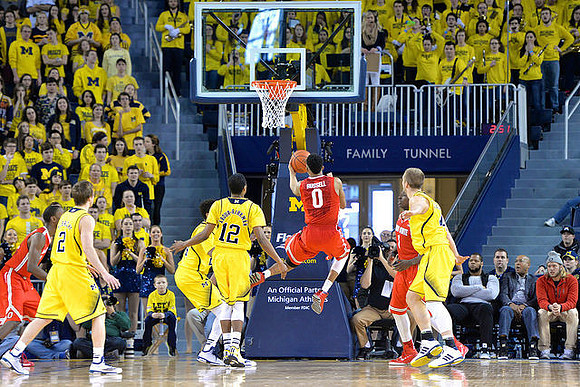 Spike Albrecht (2), Aubrey Dawkins (24), Muhammad-Ali Abdur-Rahkman (12), and Max Bielfeldt (44)