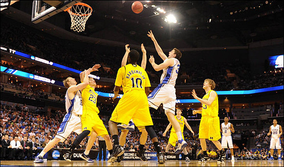Evan Smotrycz (23), Tim Hardaway Jr. (10), Matt Vogrich (13), and Stu Douglass (1)