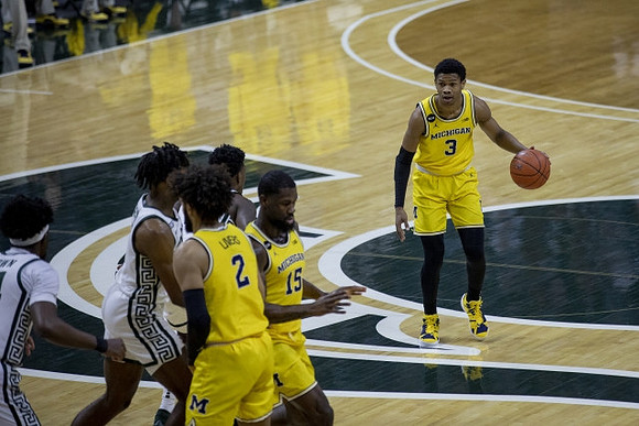 Isaiah Livers (2), Chaundee Brown Jr. (15), and Zeb Jackson (3)