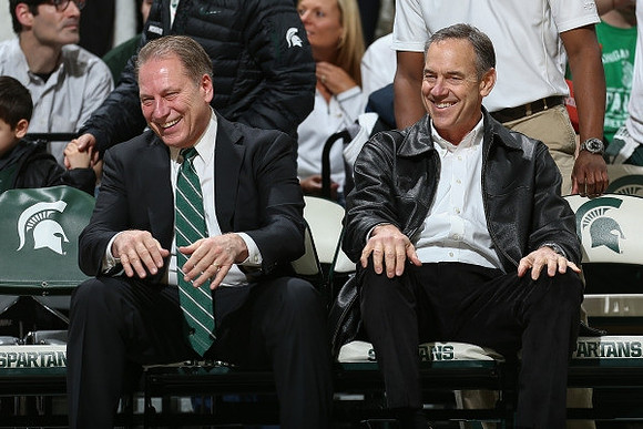Michigan State Head Basketball Coach Tom Izzo and Michigan State Head Football Coach Mark Dantonio
