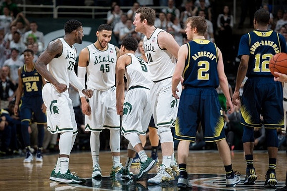 Aubrey Dawkins (24), Spike Albrecht (2), and Muhammad-Ali Abdur-Rahkman (12)