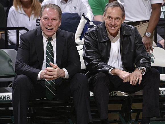 Michigan State Head Basketball Coach Tom Izzo and Michigan State Head Football Coach Mark Dantonio