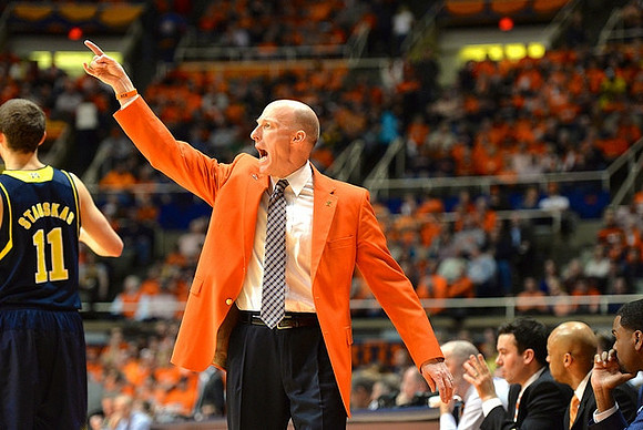 Nik Stauskas (11) and Illinois Head Coach John Groce